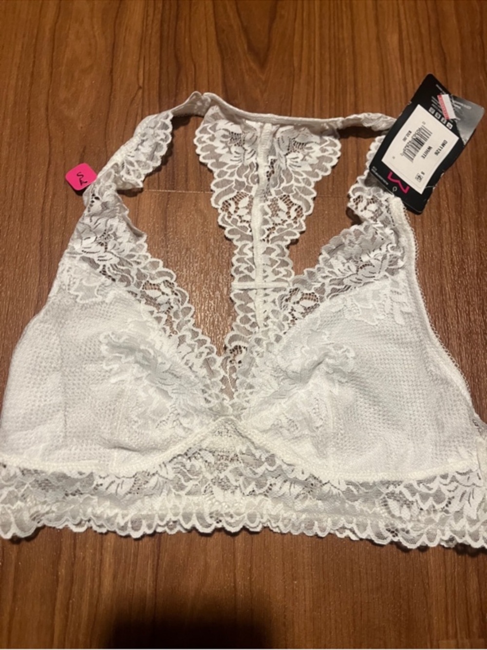 3/$10 Maidenform White Lace Racerback Bralette with Floral Detail Size Small